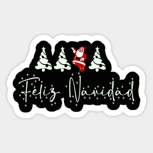 Feliz Navidad with Christmas Trees and Santa Claus Sticker